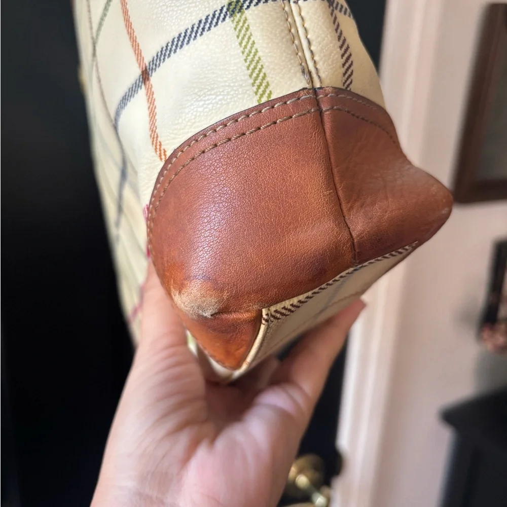 Coach Multicolor Plaid Tote with Blue Stripe - Picture 5 of 14